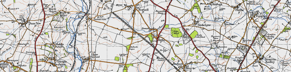 Old map of Fewcott in 1946