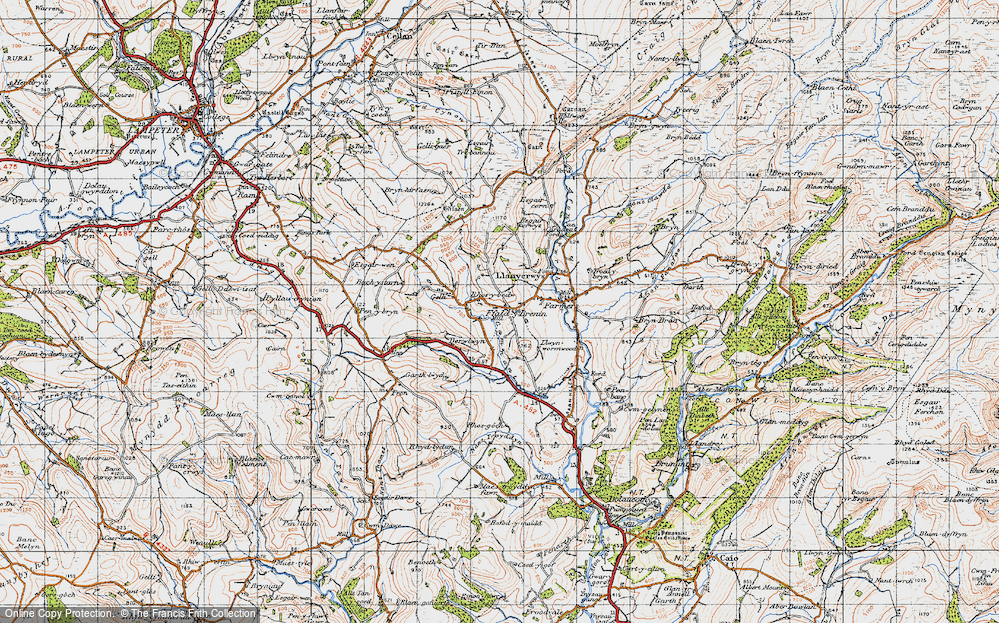 Old Map of Historic Map covering Bryn Gareg in 1947