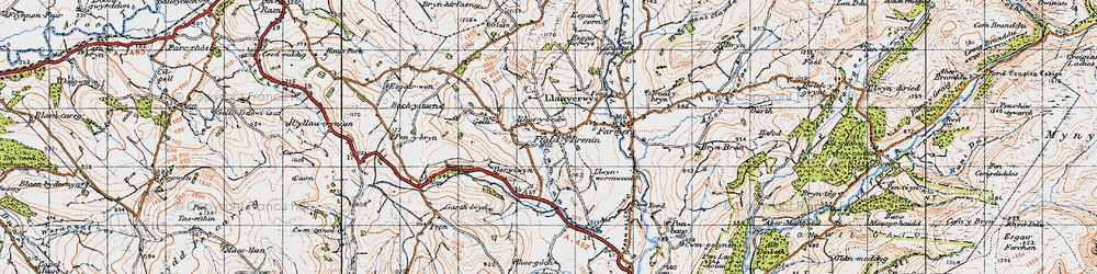 Old map of Ffaldybrenin in 1947
