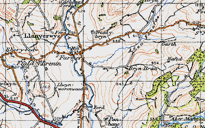 Old map of Afon Fanafas in 1947