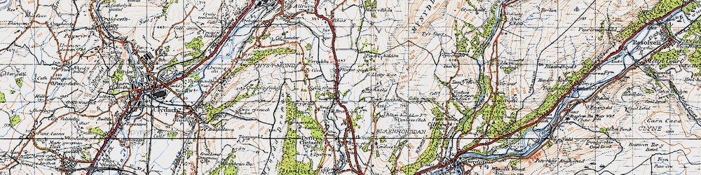 Old map of Fforest Gôch in 1947