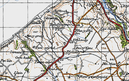Old map of Ffos-y-ffîn in 1947