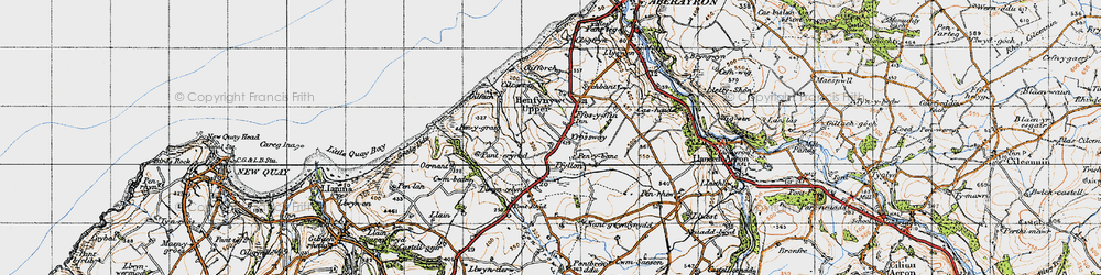 Old map of Ffos-y-ffîn in 1947