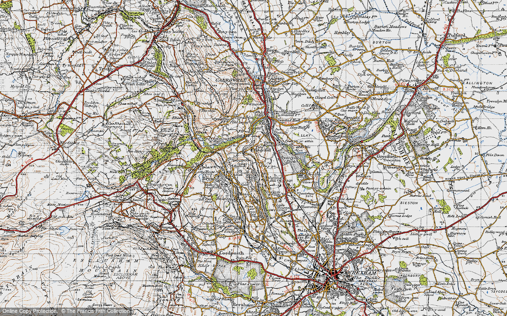 Old Map of Historic Map covering Alyn Waters Country Park in 1947