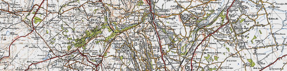Old map of Alyn Waters Country Park in 1947