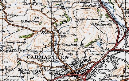 Old map of Ffynnon-ddrain in 1946
