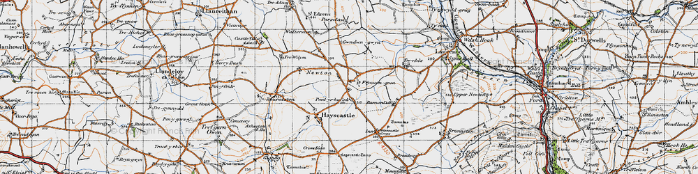 Old map of Ffynnon Gron in 1946