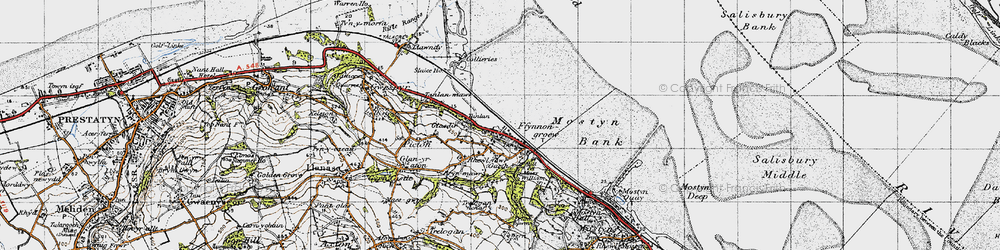 Old map of Ffynnongroyw in 1947