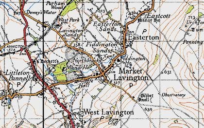 Old map of Fiddington Sands in 1940