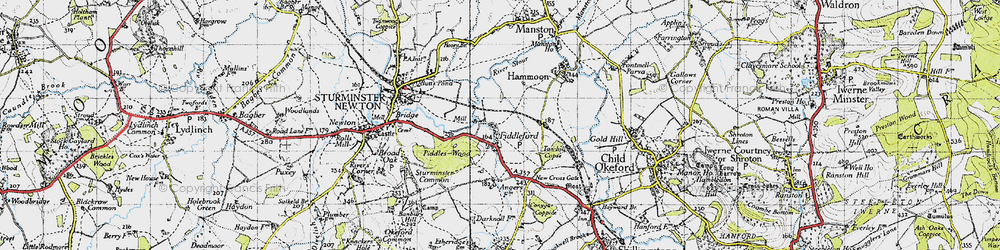 Old map of Fiddleford in 1945