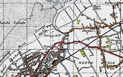 Old map of Fiddler's Ferry in 1947