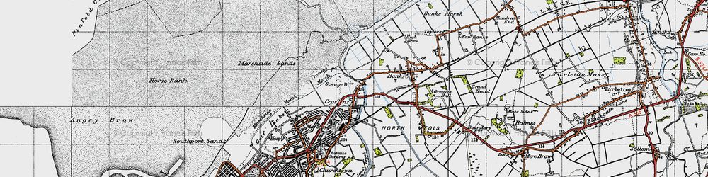 Old map of Fiddler's Ferry in 1947
