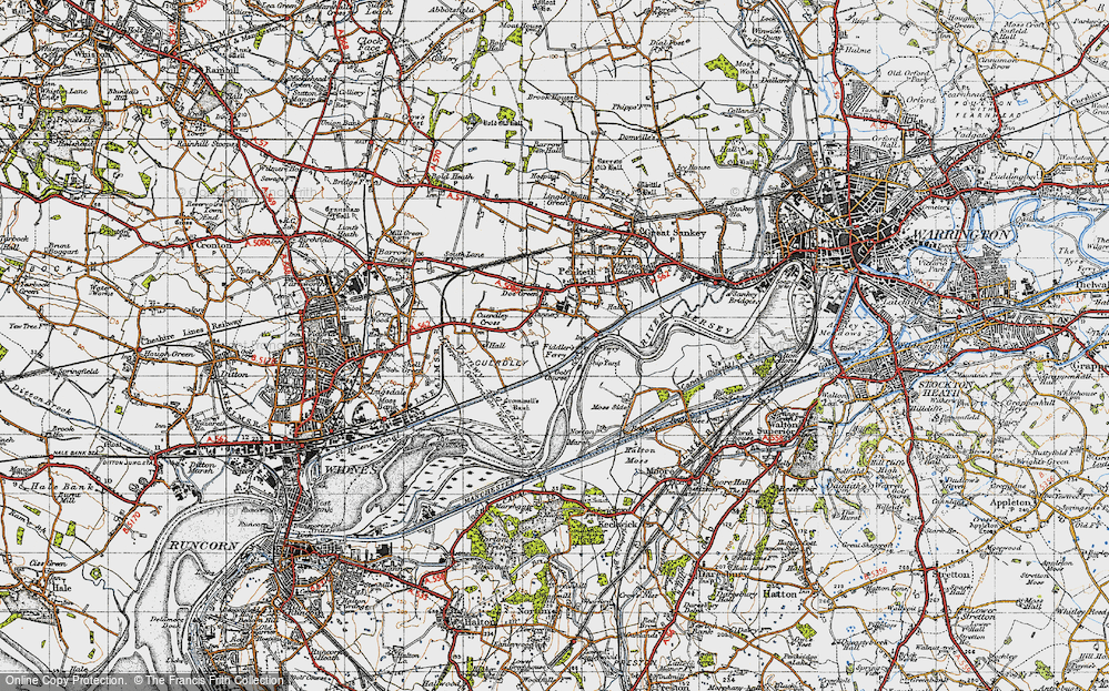 Old Map of Fiddler's Ferry, 1947 in 1947