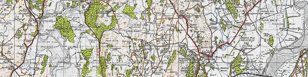 Old map of Field Broughton in 1947