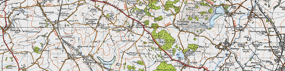 Old map of Bradgate Ho in 1946