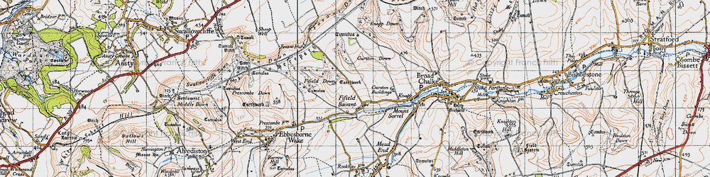 Old map of Fifield Bavant in 1940