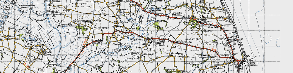 Old map of Filby in 1945