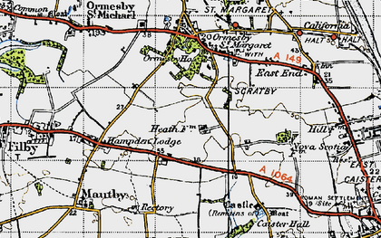 Old map of Filby Heath in 1945