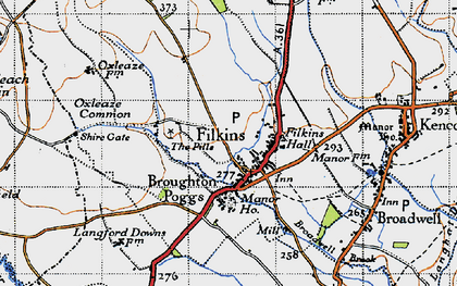 Old map of Filkins in 1947