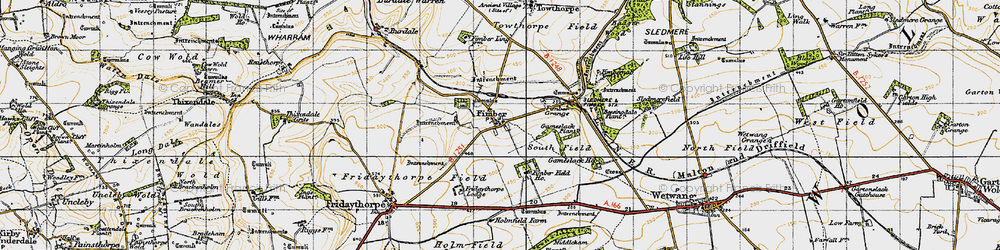 Old map of Fimber in 1947