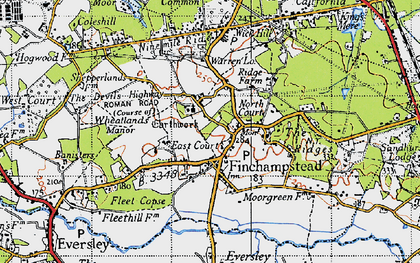 Old map of Finchampstead in 1940