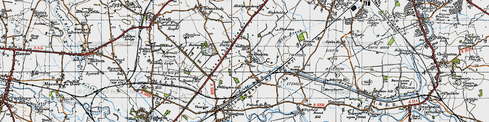 Old map of Findern in 1946
