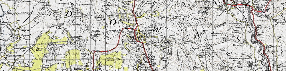 Old map of Findon in 1940
