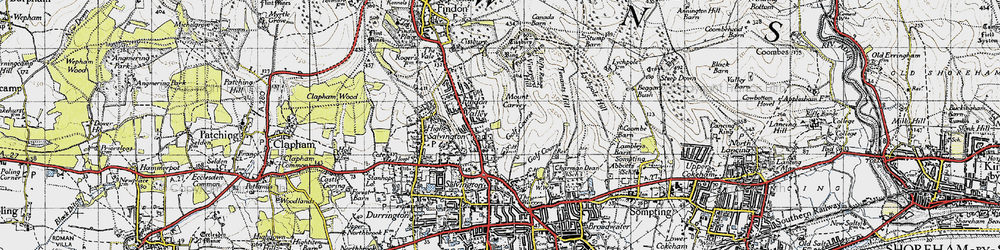 Old map of Findon Valley in 1940