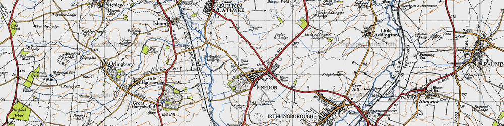 Old map of Finedon in 1946