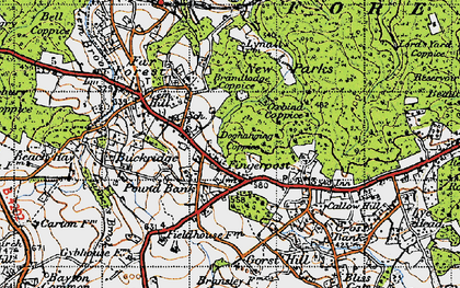 Old map of Fingerpost in 1947