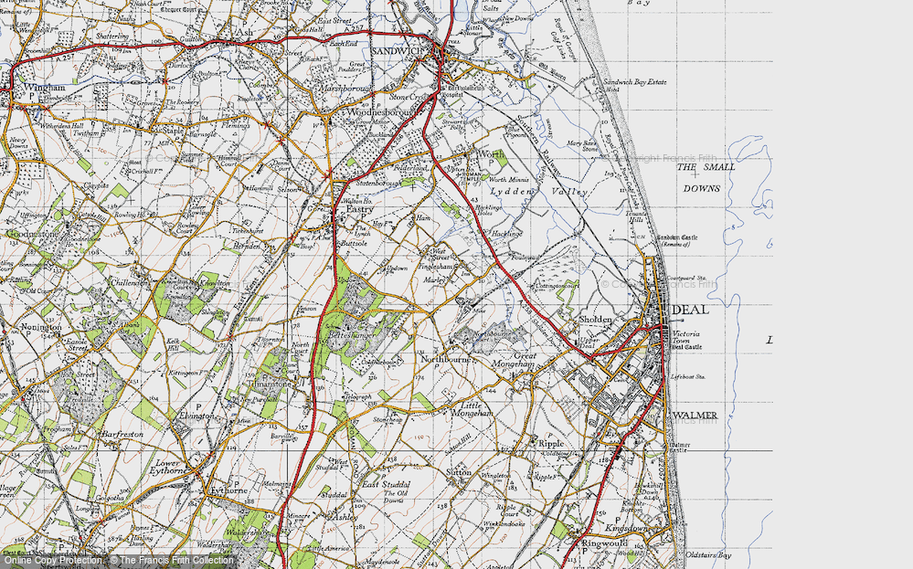 Old Map of Historic Map covering Betteshanger Colliery in 1947