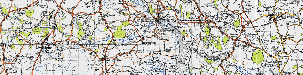 Old map of Fingringhoe in 1945