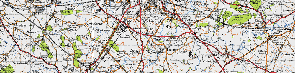 Old map of Finham in 1946