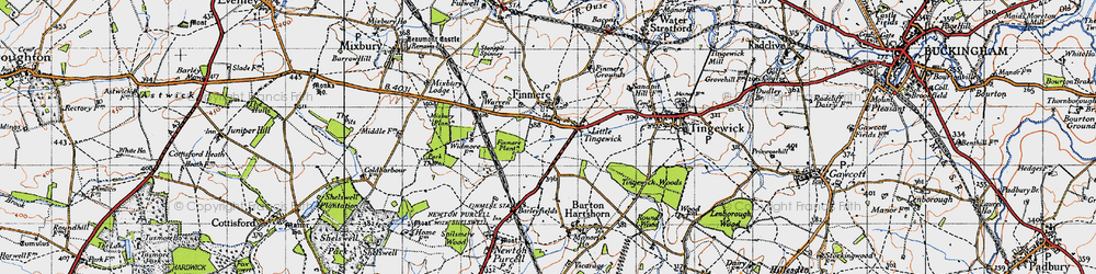 Old map of Finmere in 1946