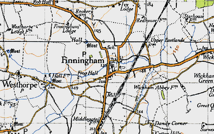 Old map of Finningham in 1946