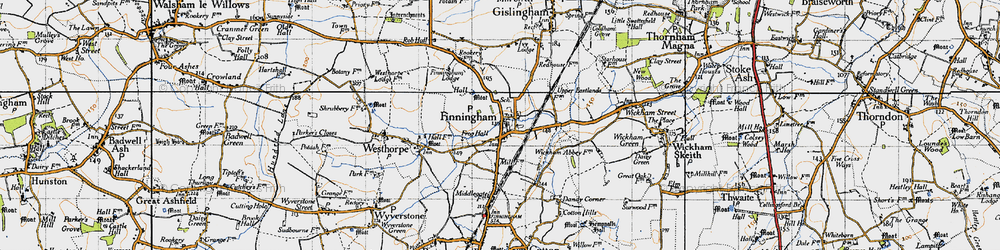 Old map of Finningham in 1946