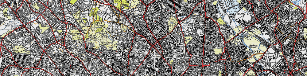 Old map of Finsbury Park in 1945
