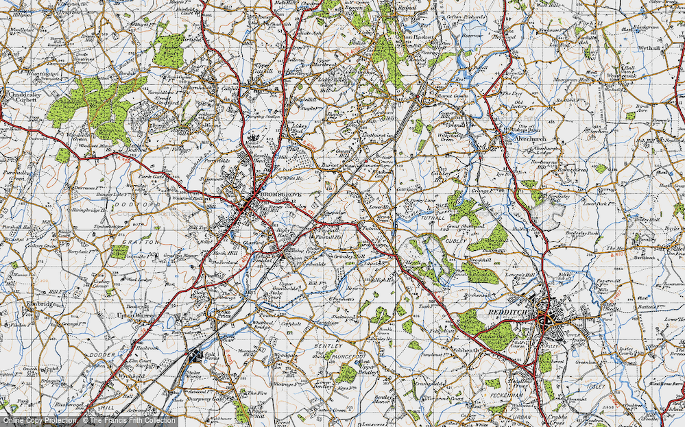 Old Map of Historic Map covering Lickey Incline in 1947