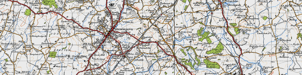 Old map of Lickey Incline in 1947