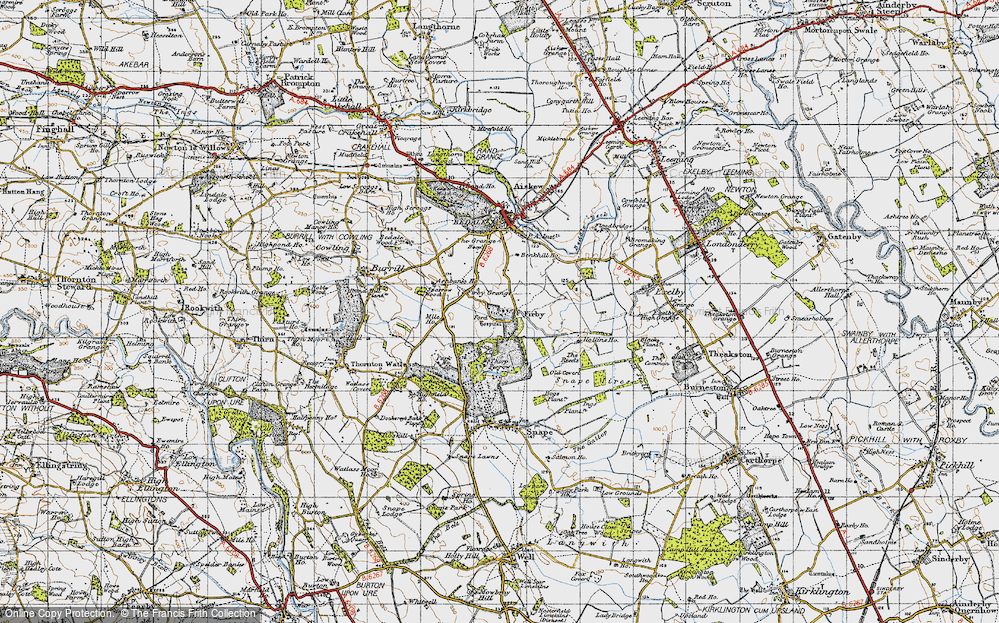 Old Map of Historic Map covering Thorp Perrow in 1947