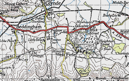 Old map of Firle in 1940