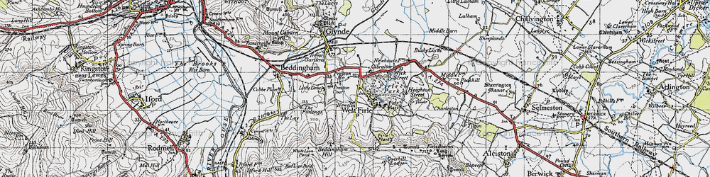 Old map of Firle in 1940