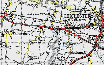 Old map of Fishbourne in 1945