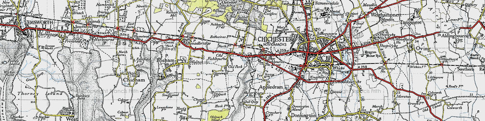 Old map of Fishbourne in 1945