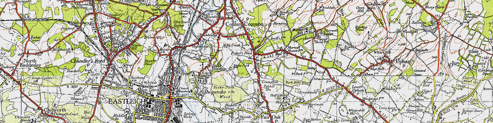 Old map of Fisher's Pond in 1945
