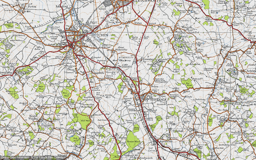 Old Map of Fishers Green, 1946 in 1946