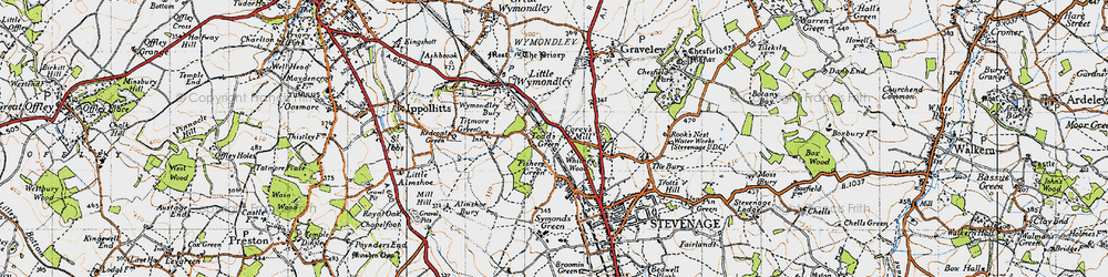 Old map of Fishers Green in 1946