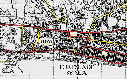 Old map of Fishersgate in 1940