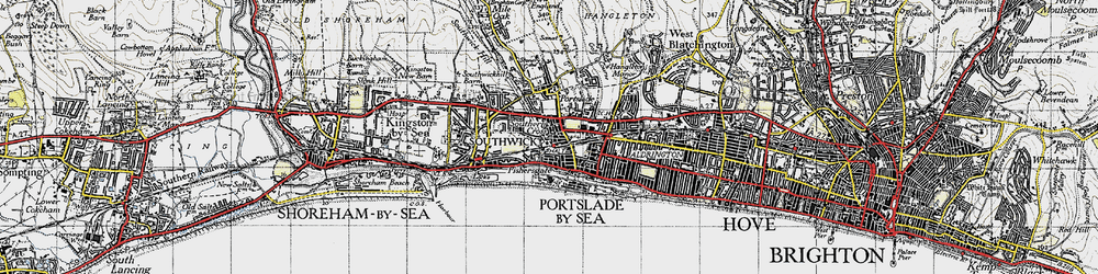 Old map of Fishersgate in 1940