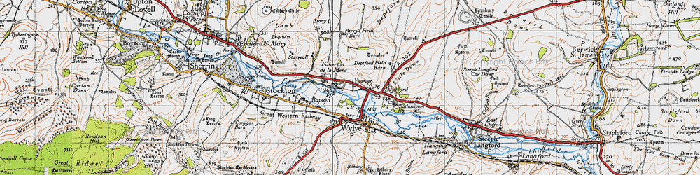 Old map of Wylye Valley in 1940